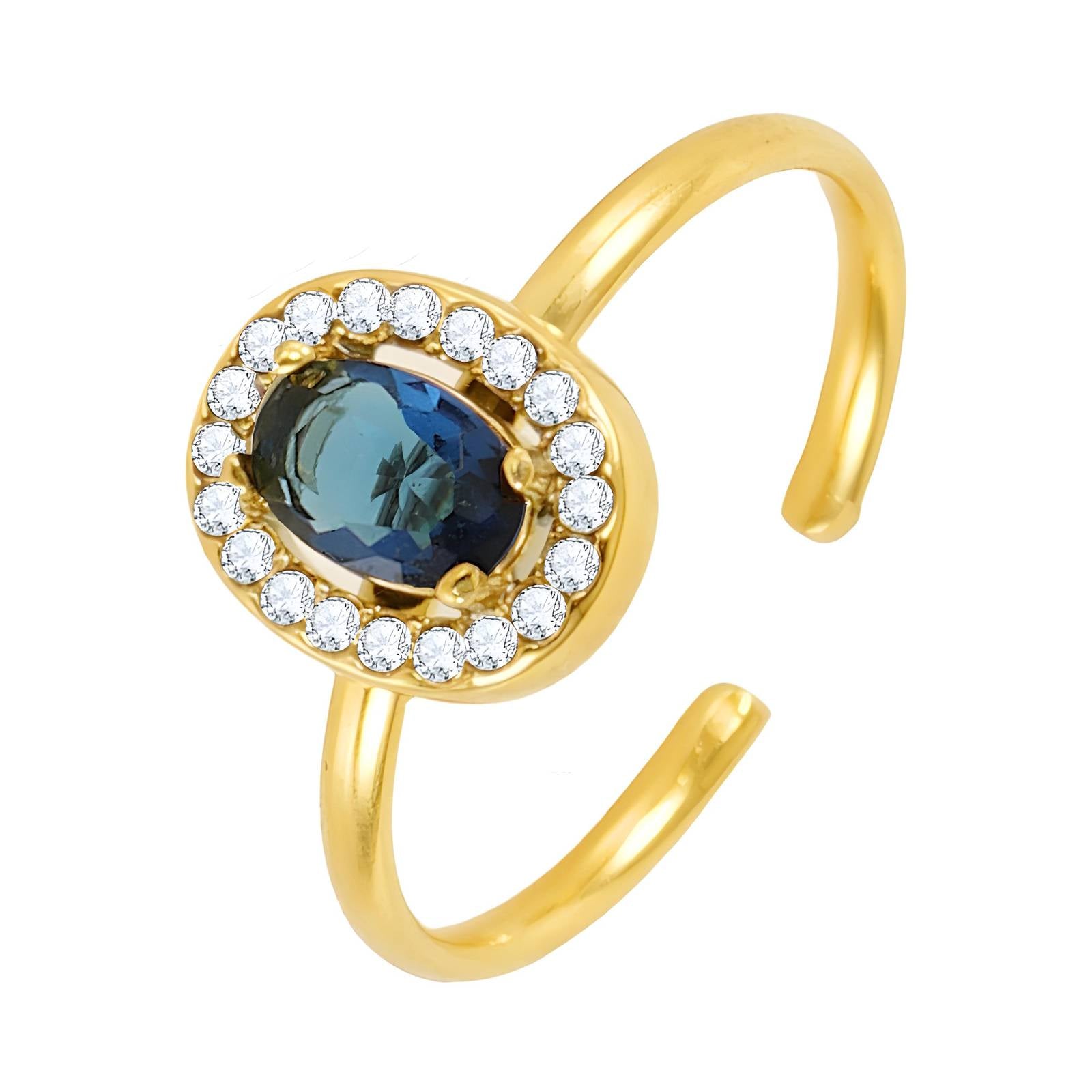 Sapphire Halo Ring – 18K Guldpläterad