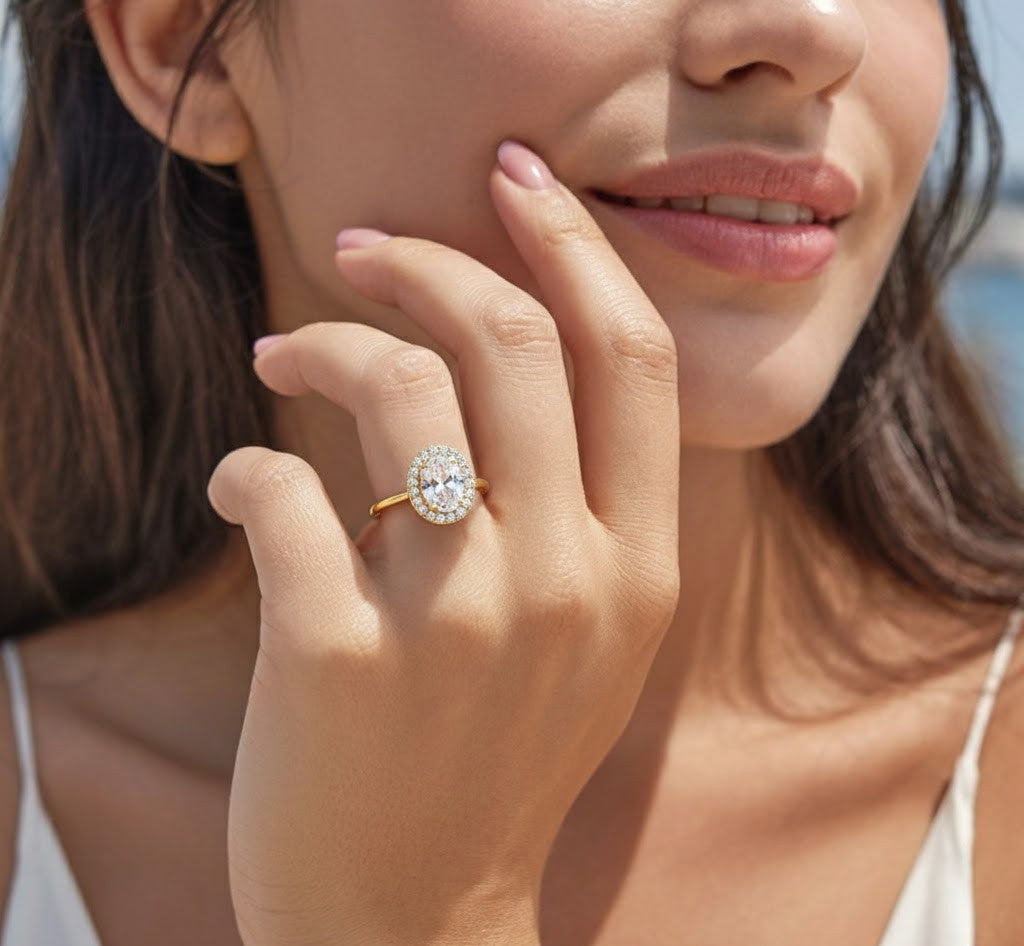 Kristallhalo Ring – 18K Guldpläterad