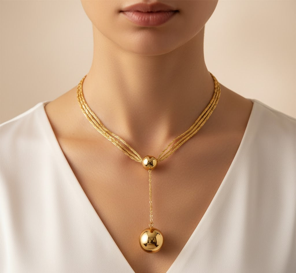 Golden Sphere Halsband – 18K Guldpläterat