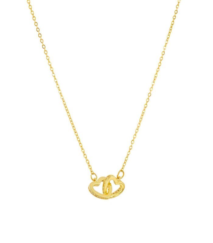 Double Heart Sparkle Halsband