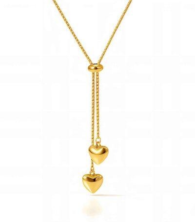 Double Heart Drop Halsband