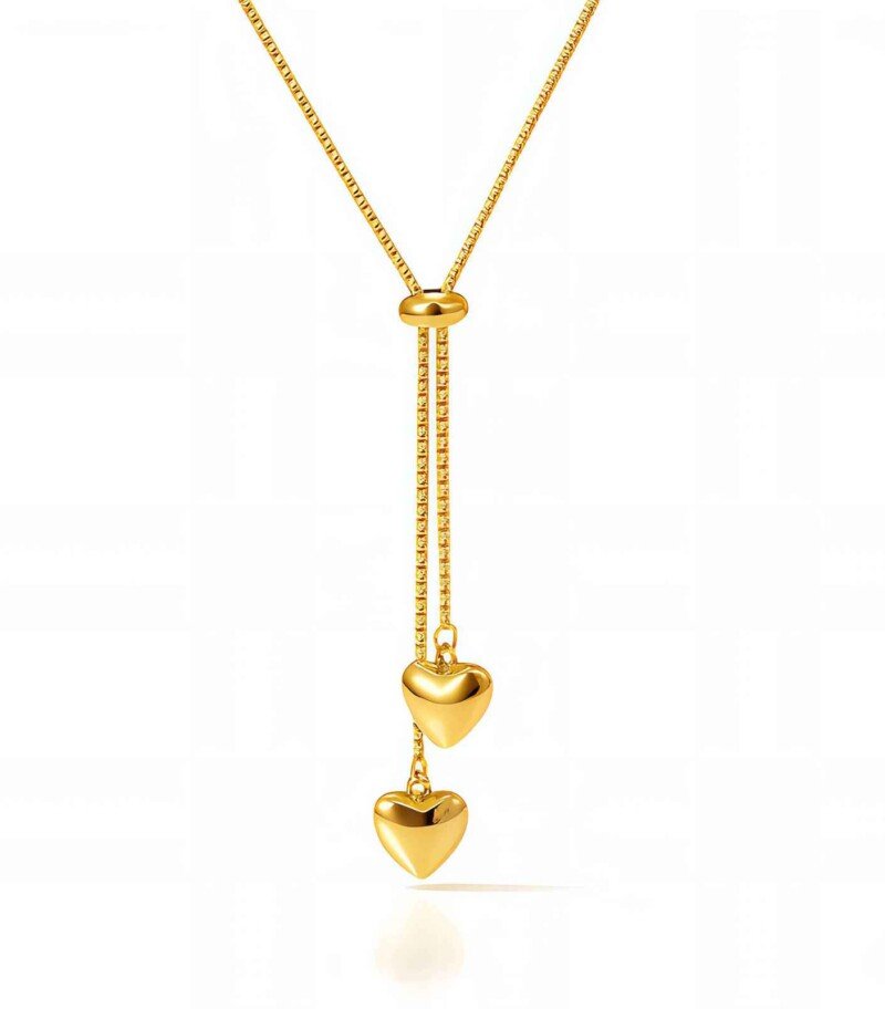 Double Heart Drop Halsband