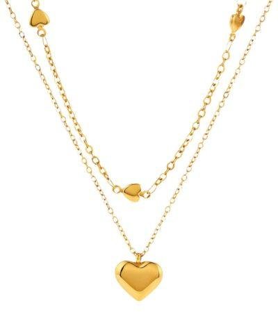 Golden Heart Layered Halsband